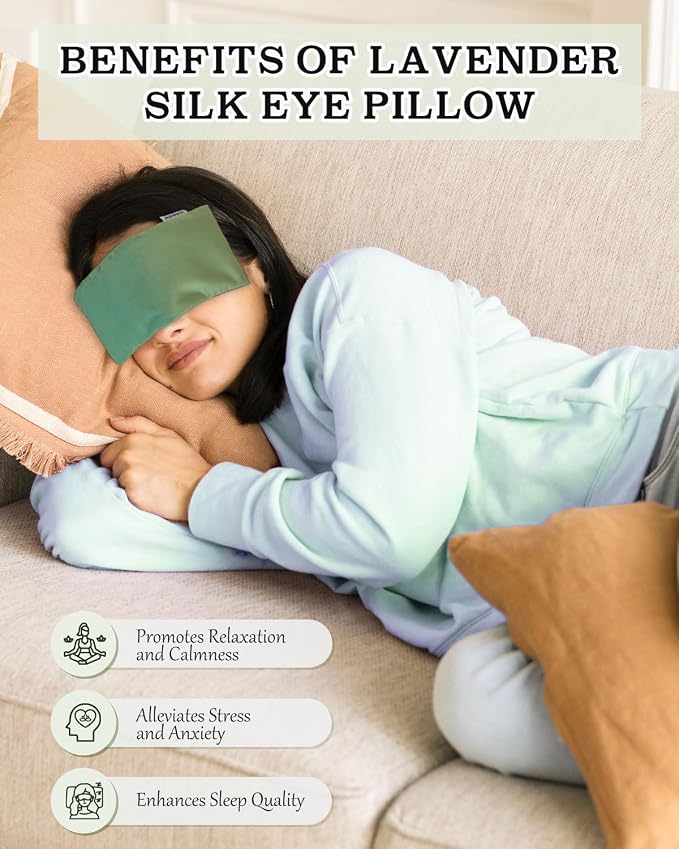 Eye Pillow for Sleeping, Headache Relief, Sinus Pressure, Weighted Eye Mask for Relaxation, Yoga, Moist Heat Eye Compress, Meditation Accessories, Lavender Gift Set for Women (Velvet Green 4 Pack)