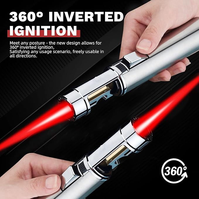 Torch Lighter, Straight Flame Bright Lighters, Windproof Adjustable Flame Color with Safety Lock, Lightsaber Torch Flame for Outdoor, Campfires, BBQ, Candles, Camping