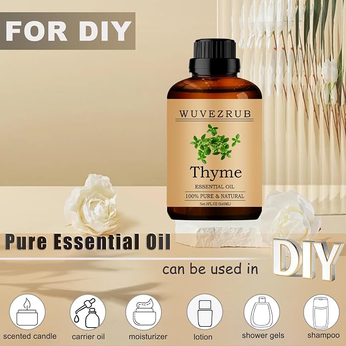 Thyme Essential Oil, 240ML Pure and Natural for Aromatherapy Diffuser - 8 Fl Oz