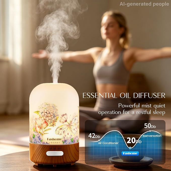 Essential Oil Diffuser for Home, Ultrasonic Cool Mist Air Aromatherapy Humidifier, Mini Scent Air Machine Portable Aroma Diffuser with Changing Lights & Auto Shut-Off for Home Bedroom Office Yoga