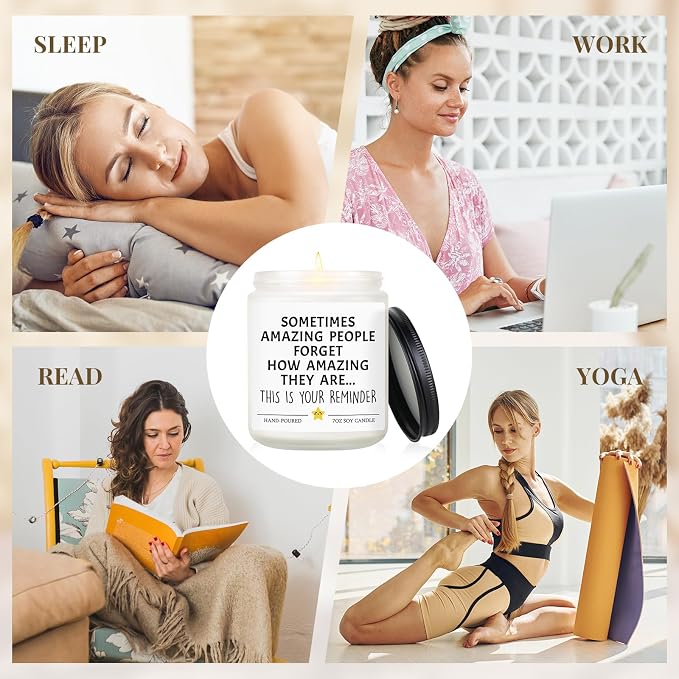 Thank You Gifts, Inspirational Gift for Women Men, Relaxing Stress Relief, You are Amazing Awesome Candle, Birthday Encouragement Appreciation Graduation Present for Friend Sister, Teacher Gifts