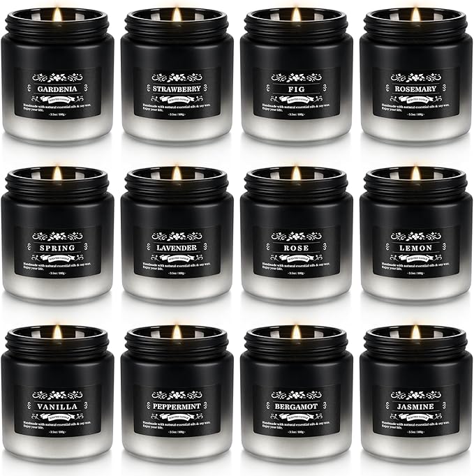 YOROXRG Scented Candles Gifts Set 12 Pack Soy Wax Travel Tin Jar Candles for Home 3.05 OZ for Mom for Christmas, Birthday, Thanksgiving, Mother's Day(Gradient Color)