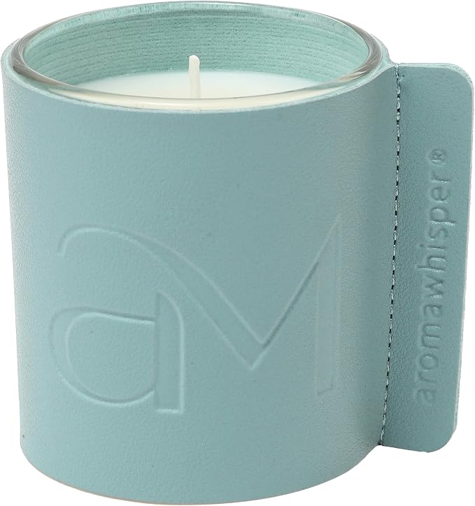 White Gardenia Scented Soy Wax Candle, 7 oz with Glass Jar, Vintage Leather Sleeve & Natural Wood Lid - Luxe Home Fragrance Gift