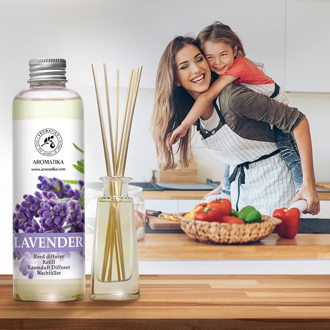 Lavender Reed Diffuser Refill 6.8 Fl Oz - Lavanda Refill - Room Fragrance Diffuser w/Natural Essential Lavender Oil - Reed Diffuser Oil Refill for Spa - Aromatherapy - Home - Bath - Restaurant