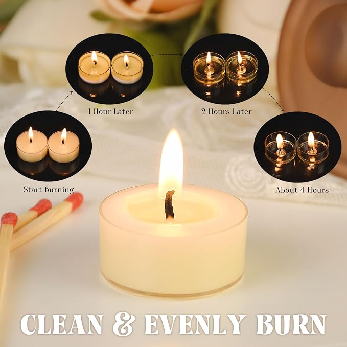 TELOSMA 12pcs Natural White Beeswax Tealight Candles - Organic Candle Natural Scent Smokeless Clean Burning