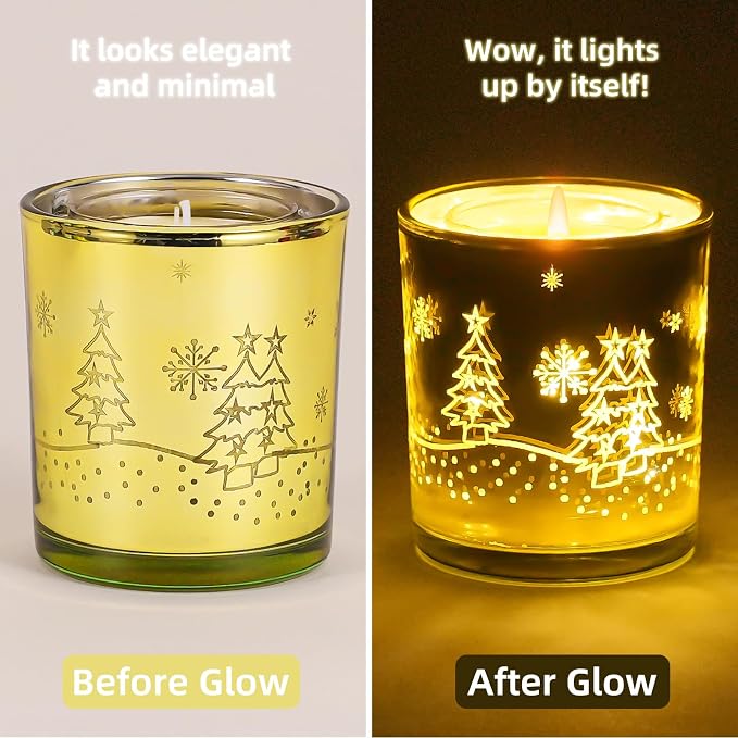 Viyffo Vanilla Candle for Home Scented - 5oz Small Non Toxic Soy Candle with LED Light, Decorative Gold Jar for Holiday Décor, Funny Birthday Gift for Women and Men