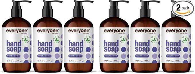 Everyone Liquid Hand Soap,12.75 Ounce,Lavender and Coconut,Plant-Based Cleanser with Pure Essential Oils,(Pack of 6)