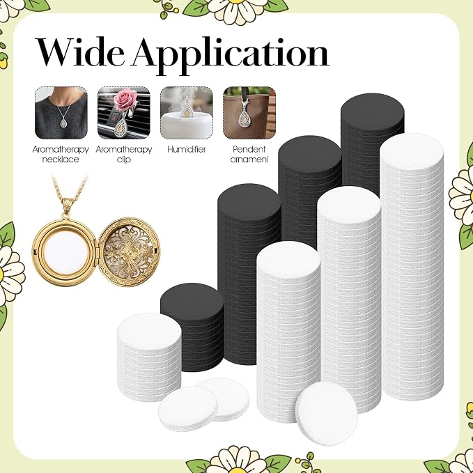 100 PCS Air Filter Scent Pads Unscented Essential Oil Pads 23 Mm Car Air Freshener Refill Felt Pad Universal Diffuser Refill Pad for Vent Clips, Home, Car Use