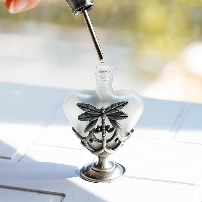 YU FENG Dragonfly Perfume Bottle, Refillable Glass Fragrance Atomizer | Vintage Style, Crystal Accents, Decorative Display, Portable Size, Giftable Design