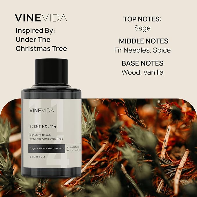 VINEVIDA [4 Oz] Inspired by: Under The Christmas Tree; Diffuser Oil Refill | Premium Scent Diffuser Oil for Home | Non-Toxic Fragrance