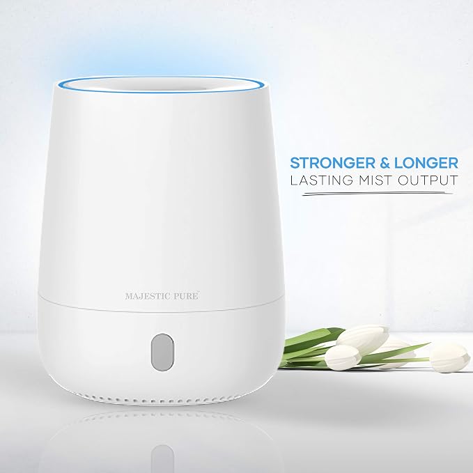 MAJESTIC PURE USB Essential Oil Diffuser, Portable Aromatherapy Diffuser, Travel Size, Auto Shut-Off for Spa Room, Home, Office, Bedroom - BPA Free, 120 ml White