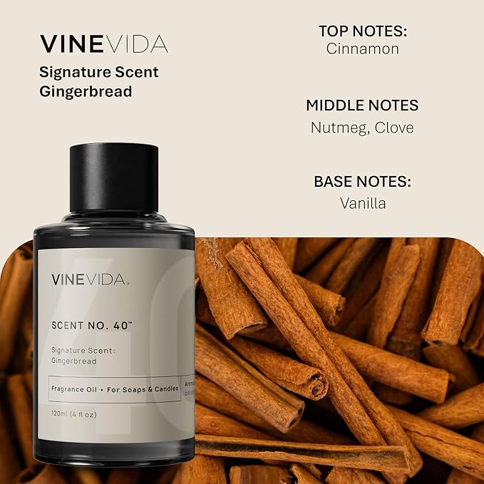 VINEVIDA [4oz] Gingerbread Fragrance Oil for Candle Making and Soap Making - Premium Candle Scents for Soy Candles