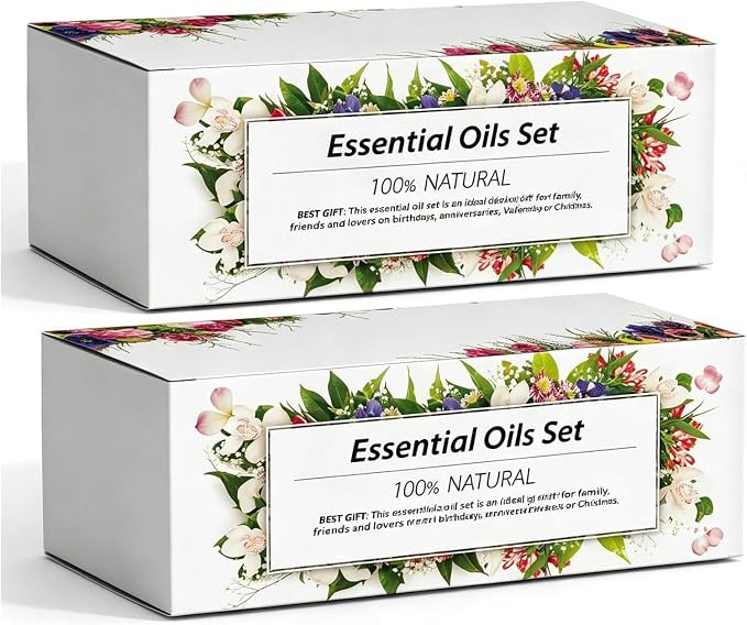Aromatherapy Essential Oils Kit, 6pcs Pure Scented Oils for Diffuser, Soap, Massage & Home Use - Lavender, Mint, Lemon, Orange, Sandalwood, White Tea