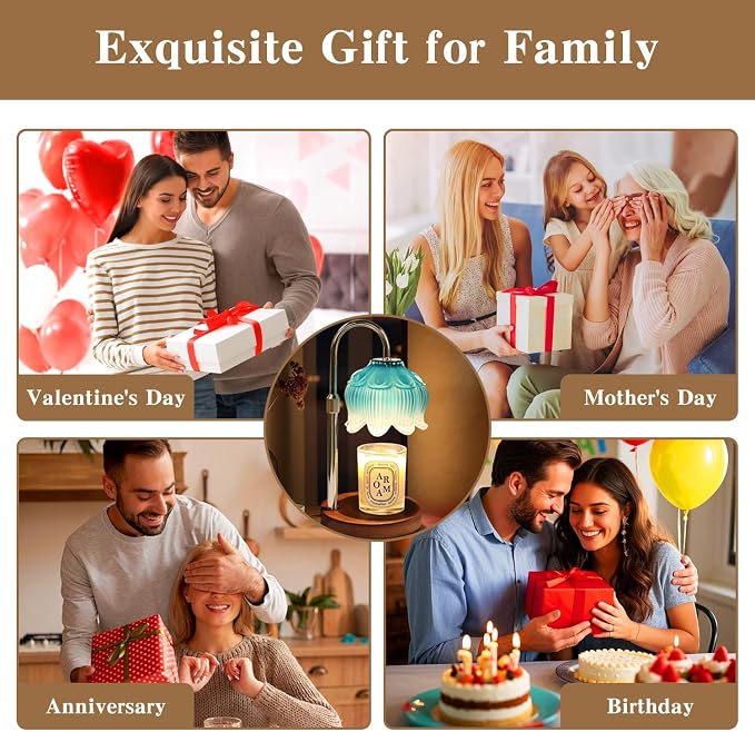 GEEZO Fragrance Candle Warmer Lamp，Electric Candle Warmer with Timer & Dimmer，Mom Christmas Birthday Gifts for Women, House Warming Gifts New Home Bedroom Decor