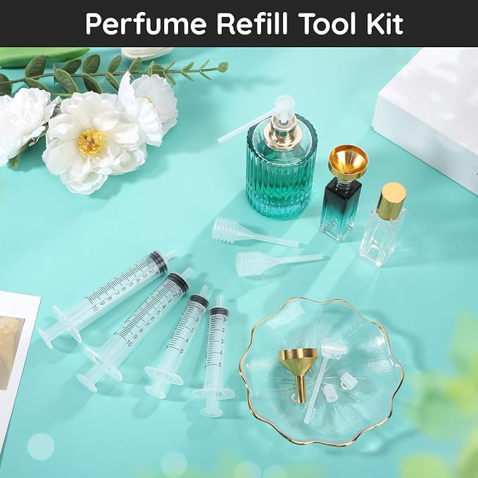 Segbeauty 0.34oz Perfume Travel Refill Tools 5pcs with 0.17oz Perfume Dispenser Refill Tool 5pcs, 5ml 10ml Decants for Perfumes Women Cologne Making Kit for Men with Funnel Extractor Pump Refillable