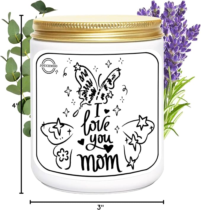 Gifts for Mom, Lavender Eucalyptus Scented Candles for Home Scented, Soy Wax Aromatherapy Candle, Non Toxic, 50 Hour Long Burning, Birthday, Thanksgiving, Mothers Day Gifts (I Love You Mom, Gold)