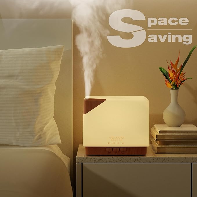 ASAKUKI Essential Oil Diffuser for Home, Large 700 ml Humidifier with Automatic Shut-Off, Scent Aromatherapy Diffuser with 7 LED Lights for Living Room, Kitchen, Bedroom, Hotel - Yellow