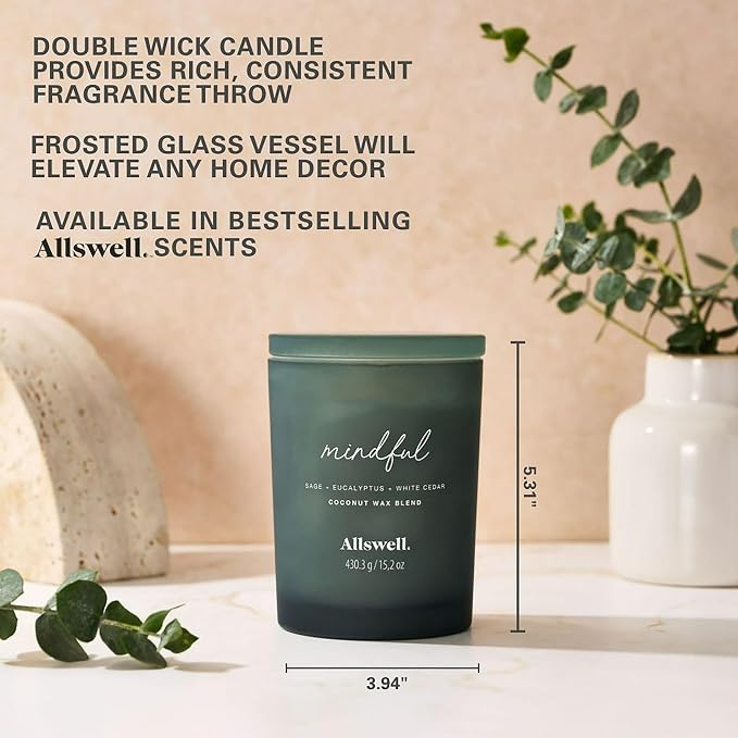 Scented 2-Wick 15oz Spa Jar Candle (Mindful (Sage + Eucalyptus + White Cedar))