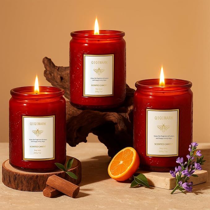 Scented Candles Gift Set for Women, 6 Pack Soy Wax Aromatherapy Candles, Long Lasting Candles for Home, Compatible with Candle Warmer Lamps, Birthday Romantic Gifts, Red Candles