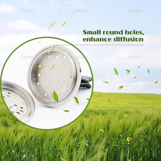AUEAR, Turtle Car Diffuser Vent Clip - 30mm Aromatherapy Essential Oil Metal Car Diffuser Vent Clips with 10 Refill Pads