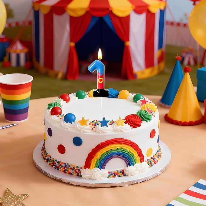 Birthday Candle for Cake – Red Blue Cartoon Hero Style with Heart Design – Cute Cake Topper for Birthday Party Decoration