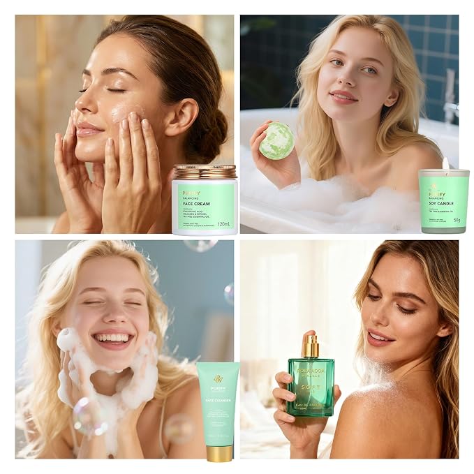 Mother's Day Gift, 25 Pcs Bath & Body Gift Basket Set for Women, Tea Tree Skin Care Set, Home Spa Gift Basket, Cosmetic Bag, Necklace, Christmas, Birthday, Anniversary, Wife, Mom