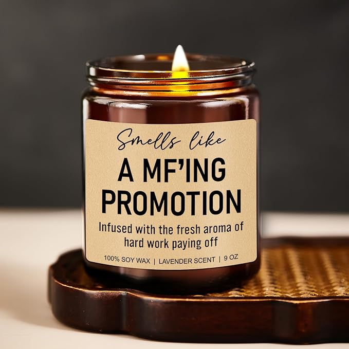 Younift Funny Scented Candles, Promotion Gifts for Women, Men - Congratulations on Your Promotion, New Job Gifts - Job Promotion Decorations - 9 oz