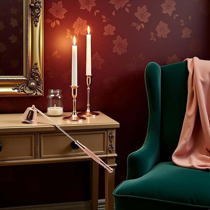 1Pc Rose Gold Candle Snuffer Accessories Vintage Decoration Candle Cover Tool Stainless Steel Smokeless Hand Kit Candle Safely Extinguish Accessories