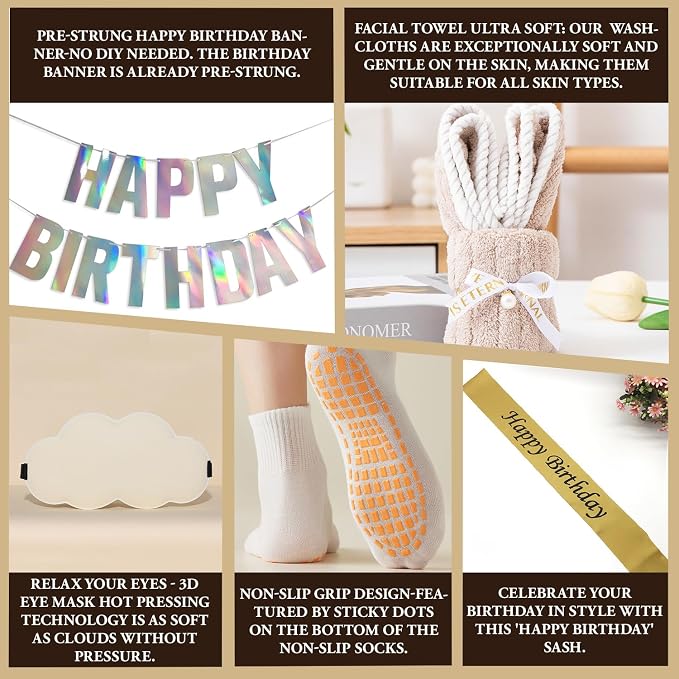 Birthday Gifts for Women, Birthday Spa Gift Basket for Women & Men, Luxury Birthday Spa Gift Box, Rich Bath Essentials, Butter, Candle, happy birthday gifts box for women bath and body care