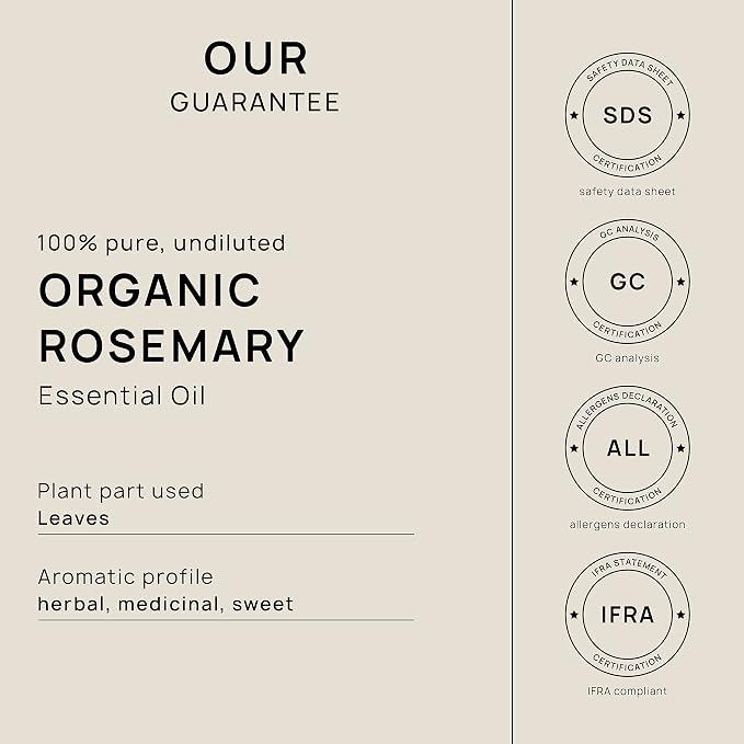 VINEVIDA Organic Rosemary Essential Oil 32 oz - Undiluted Candle Oil Scent for DIY Candlemaking - Bulk Essential Oil for Soap Making