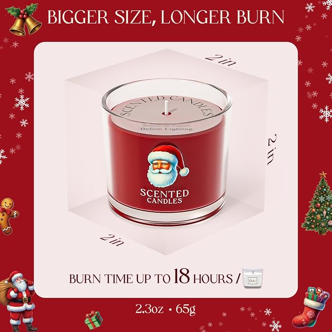 CHILLFLAME Christmas Candles, Scented Candles Gift Set for Stress Relief, 3 Votive Candles for Women and Men, Christmas Candle Gifts for Women (Red + Green + White, 7 oz)