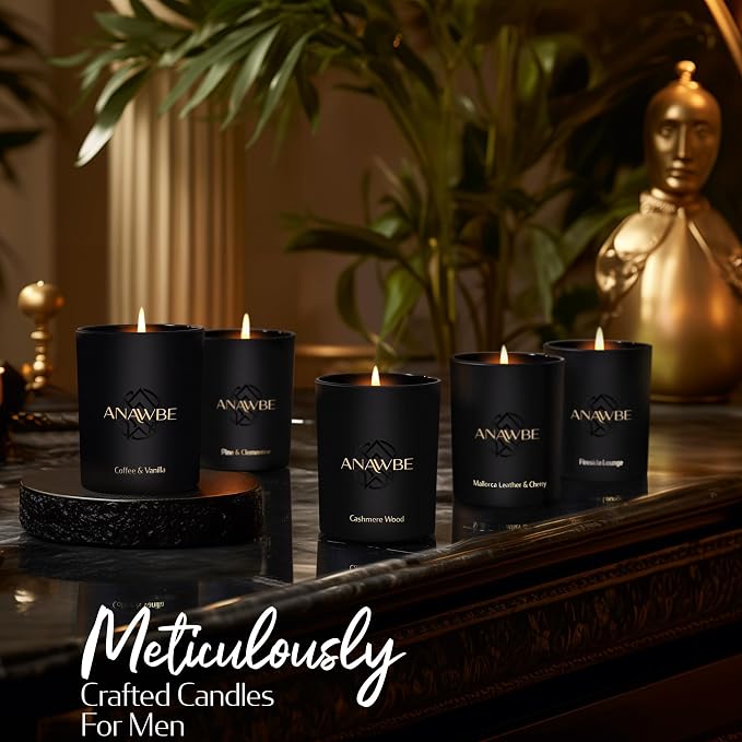Cashmere Wood Scented Candle - Classy Soy Candle for Men and Women, Black, Luxury Gift Box, 45-Hour Burn Time