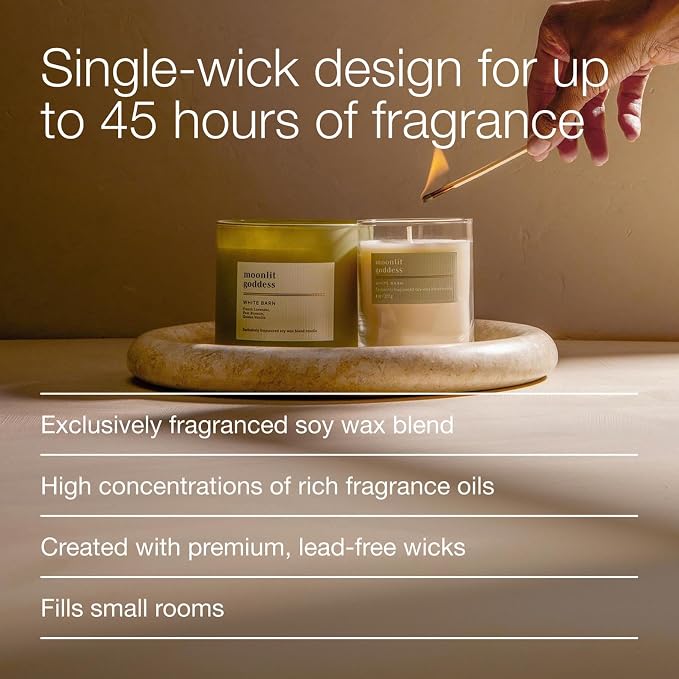 Bath & Body Works Single Wick Candle, Moonlit Goddess Candle, Long-Lasting Burn Up to 45 Hours, Exclusively Fragranced Soy Wax Blend, 8 oz - 1 Pack
