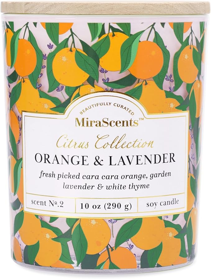 Citrus Candle - Orange & Lavender Scented Candles - Summer Candles for Home & Kitchen,Soy Wax Scented Candle,10oz