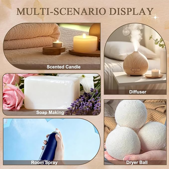 Essential Oil Set, Pure Essential Oils for Diffusers Home, Skin Care, Massage, Fragrance Oil Scents Including White Tea,Jasmine & Mint,Hotel Lobby,Citrus Bliss,Lemon & Thyme,Luxury Night