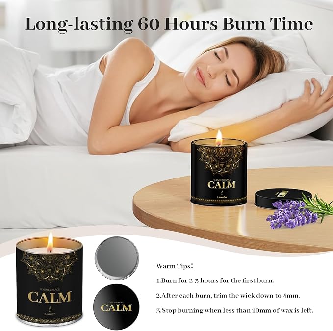 WarmEmbrace Lavender Scented Candles, 9 Oz Jar Candles for Home, Office, Meditation, Yoga, Candles for Women & Men, Father's Day, Birthday, Christmas, Mother's Day Present, Housewarming Gift