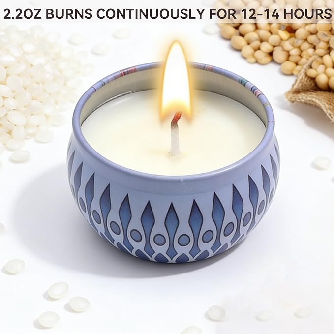Scented Candles Gift Set, Soy Candles Non Toxic, 8% Essential Oils, 6PCS | 2 Lavender, 2 Rose And 2 Spring Scented Soy Candles, Perfect For Home Decor, Bath, Bedroom, Birthdays And Women Gifts.