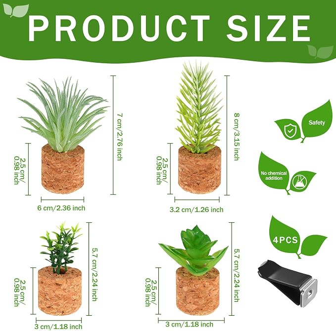 Tallew 4 Pcs Succulent Air Vent Clip Car Accessories Cute Plant Green Decoration Boho Car Accessories Gift Air Freshener for Women Girl Man Father Mini Artificial Plant for Interior Clips Diffuser