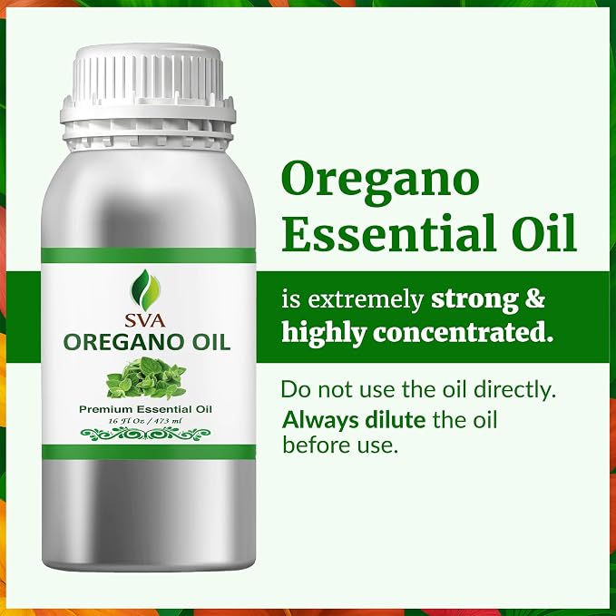 SVA Oregano Essential Oil – 16 Fl Oz – 100% Natural Oregano Oil - for Diffuser, Hair Care, Face, S-kin Care, Aromatherapy, Scalp and Body Massage, Soap and Candle Making