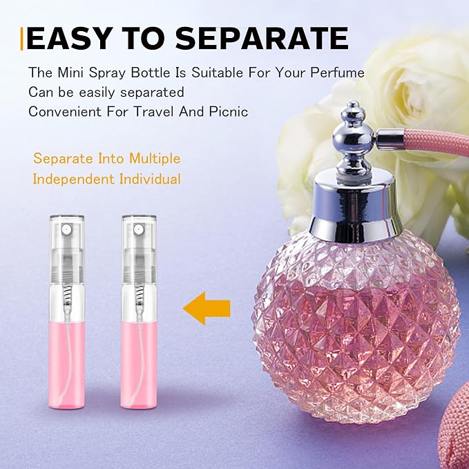 Mini Spray Bottle 5ml, Refillable Glass Spray Bottle, Glass Bottle Atomizer, Perfume Mouthwash Atomizer for Cleaning Refillable Container for Travel, Essential Oils, Perfume 60 Pcs, 5ml