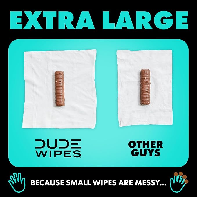 DUDE Wipes On-The-Go Mint Chill Travel Wipes-Extra-Large Adult Flushable Wipes - Infused with Tea Tree Oil, Vitamin E, and Aloe - Septic and Sewer Safe,30 Count (Pack of 4)