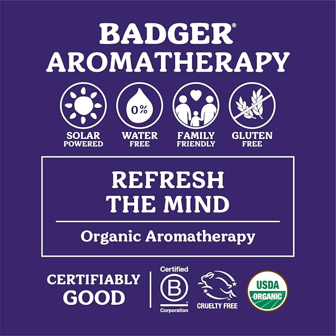 Badger - Stress Soother Balm, Aromatherapy Balm Stick, Certified Organic, Aromatherapy Oil, Essential Oil Roller, 0.6 oz