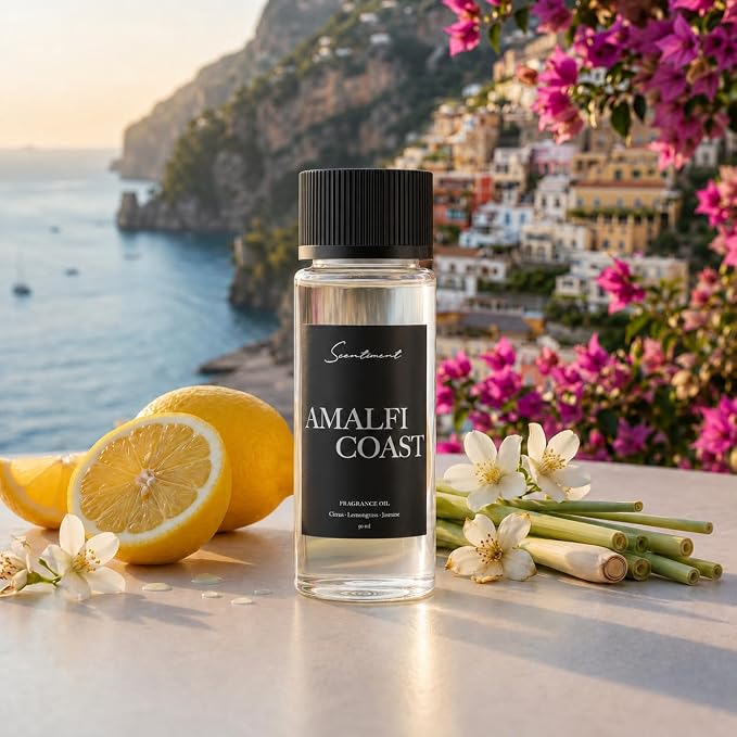 Scentiment Amalfi Coast Diffuser Oil - Premium Hotel Scent with Notes of Citrus, Lemongrass & Jasmine Home Scent, Hotel Fragrance Oil Diffuser Refill - 1.69 fl oz (50 mL)