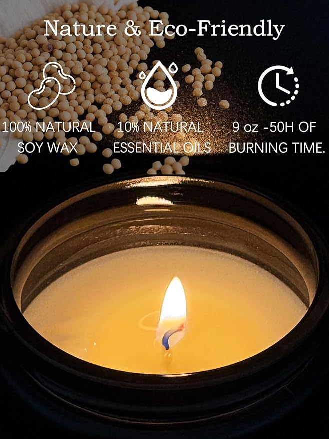 MILIVIXAY Candle for Men Rose & Sandalwood Scented Classic 9oz Jar Single Wick Candle, Soy Wax Candle for Consistent Burn, Over 50 Hours of Burn Time, Ideal for Creating Relaxing & Holiday Gifting.
