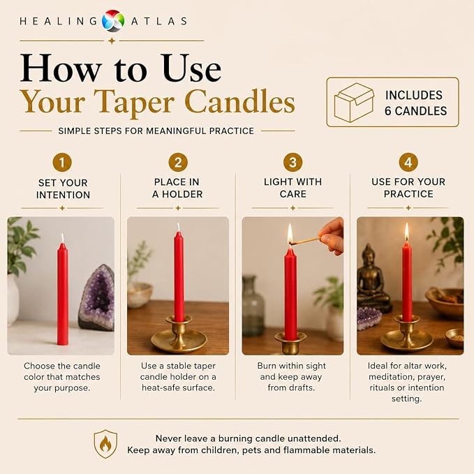 6 Inch Taper Candle 6 Pack Spell, Wicca, Santeria, Energized Candles Velas de 6 Pulgadas Paquete de 6 Velas (Blue (6 Pack)