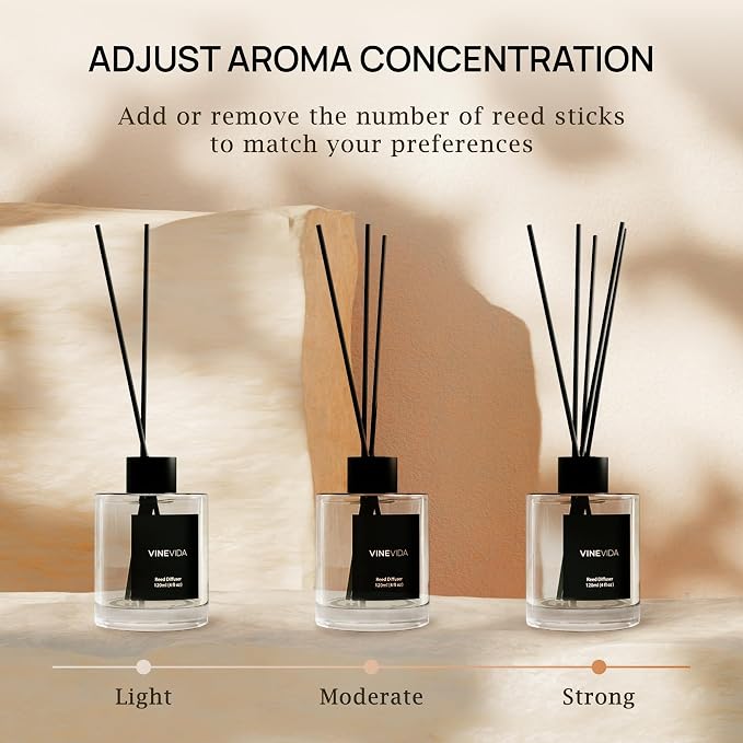 VINEVIDA Prime Reed Diffuser for Home & Bathroom | Long-Lasting Scent Sticks Set | Oil Stick Diffuser | Bathroom Scent - Room Fragrance No. 3600 - Inspired by: Aventus