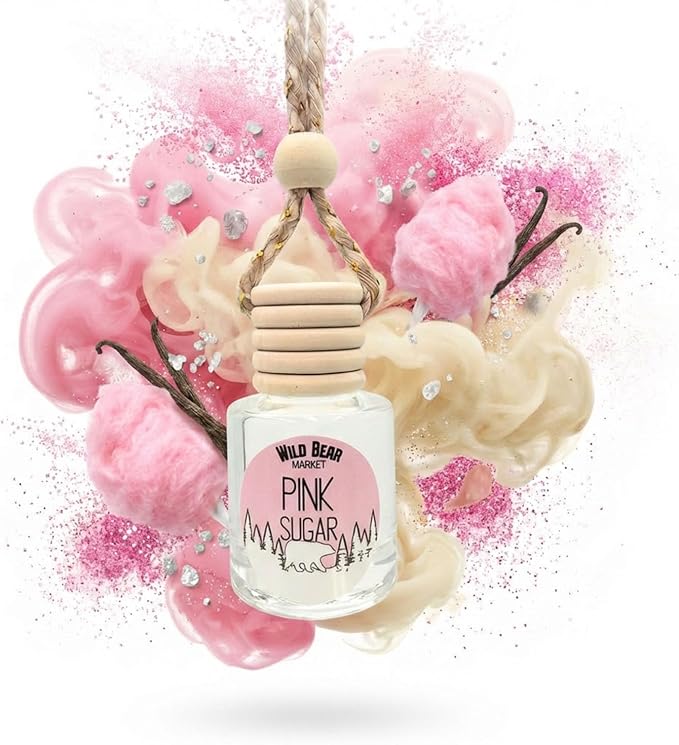 Car Freshener – Long Lasting Natural Fragrance Oil, Glass Bottle Diffuser, Toxin-Free, Made in USA – Pink Sugar