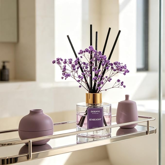 Reed Diffuser Set, 3.38 fl oz (100ml) Starlight Scent Oil Diffuser with 6 Reed Sticks, Natural Home Fragrance Reed Diffuser for Bathroom, Bedroom, Living Room Shelf Decor