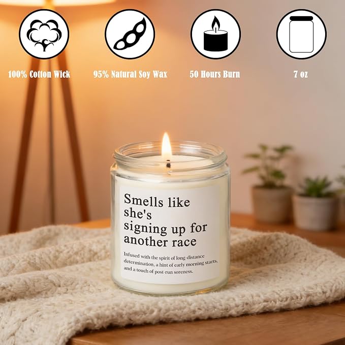 Gifts for Runners, Cross Country Running Gifts for Women, Men, Track and Field, Half Marathon Essentials, Funny Marathon Scented Candle, Christmas, Birthday, Running Gift for Marathon Runner