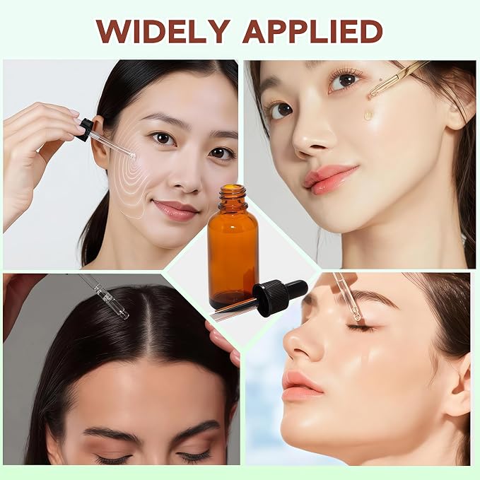 erioctry 5ML/10ML Amber Glass Essential Oil Bottles and Eyed Dropper Black Caps Makeup Cosmetic Sample Container Boxes of Glass for Essential Oil Aromatherapy Use(Pack of 12) (10ML)
